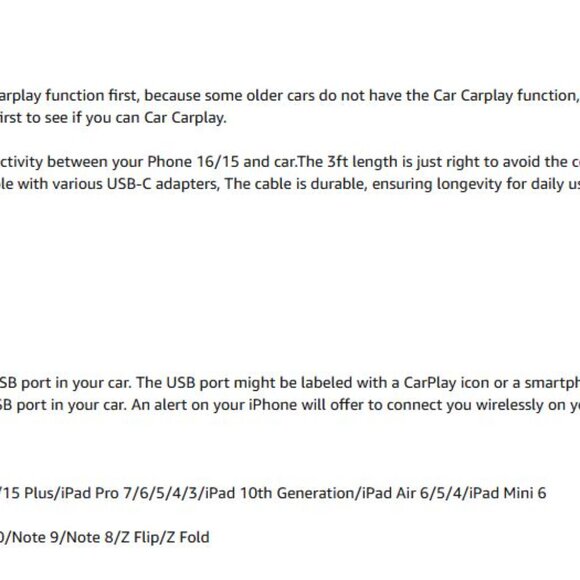 NEW 2pc Pack 3ft Carplay Cord Fast Charging for iPhone 17-16-15 Air Plus Pro Max - Picture 10 of 10